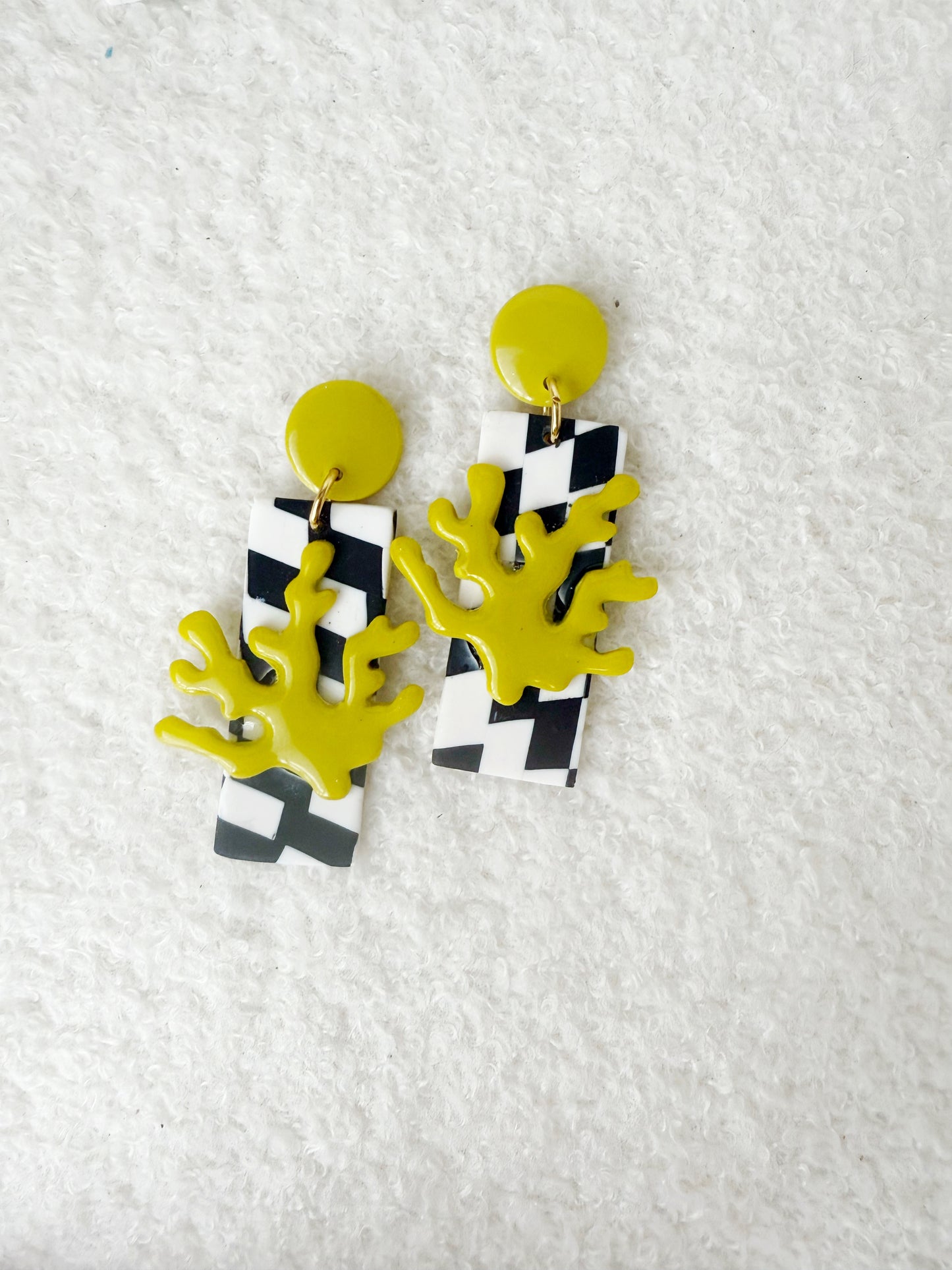 Limited Edition Collection: Matisse-Inspired "Coral Fusion" Polymer Clay Earrings