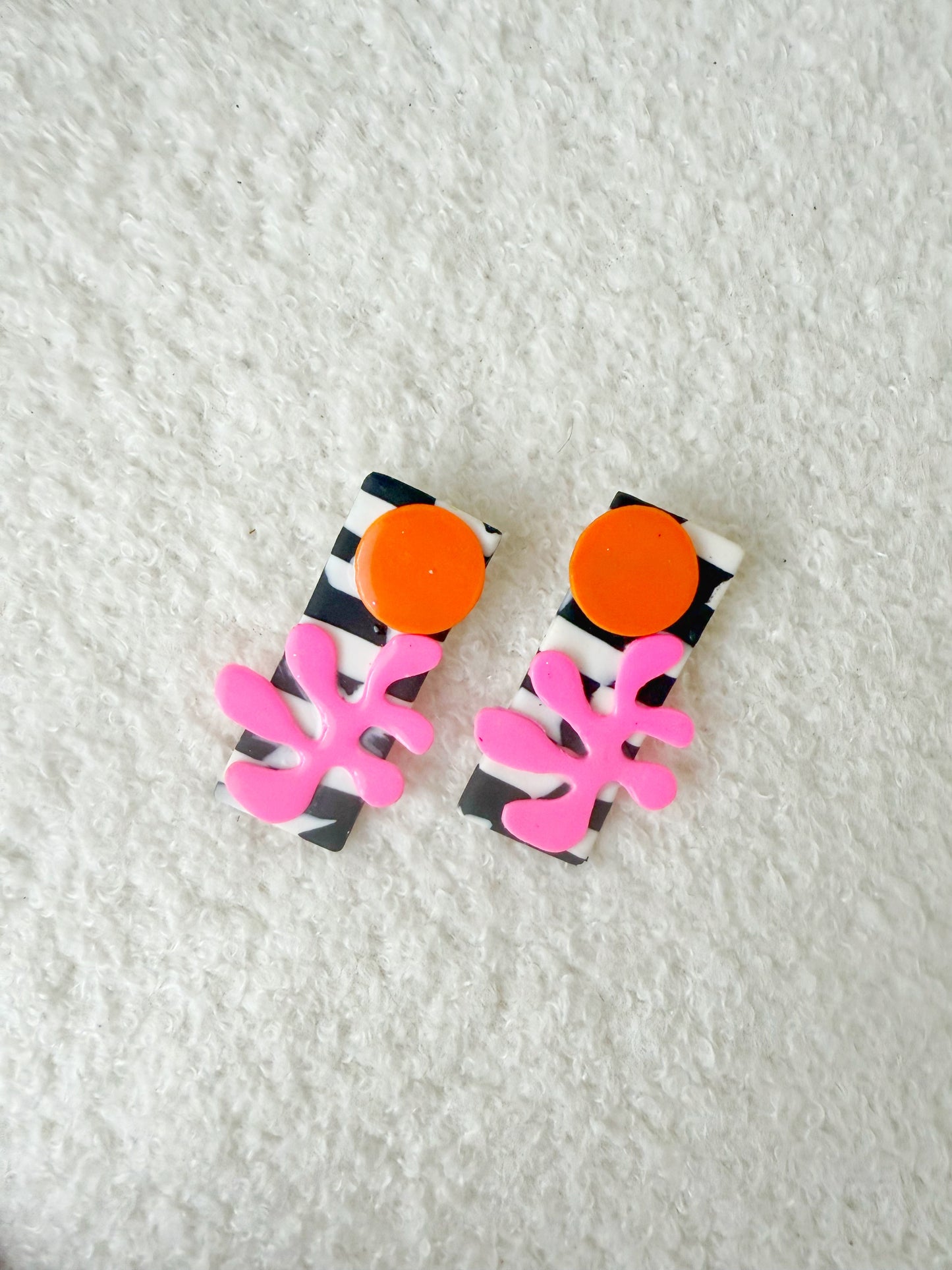 Limited Edition Collection: Matisse-Inspired "Coral Fusion" Polymer Clay Earrings