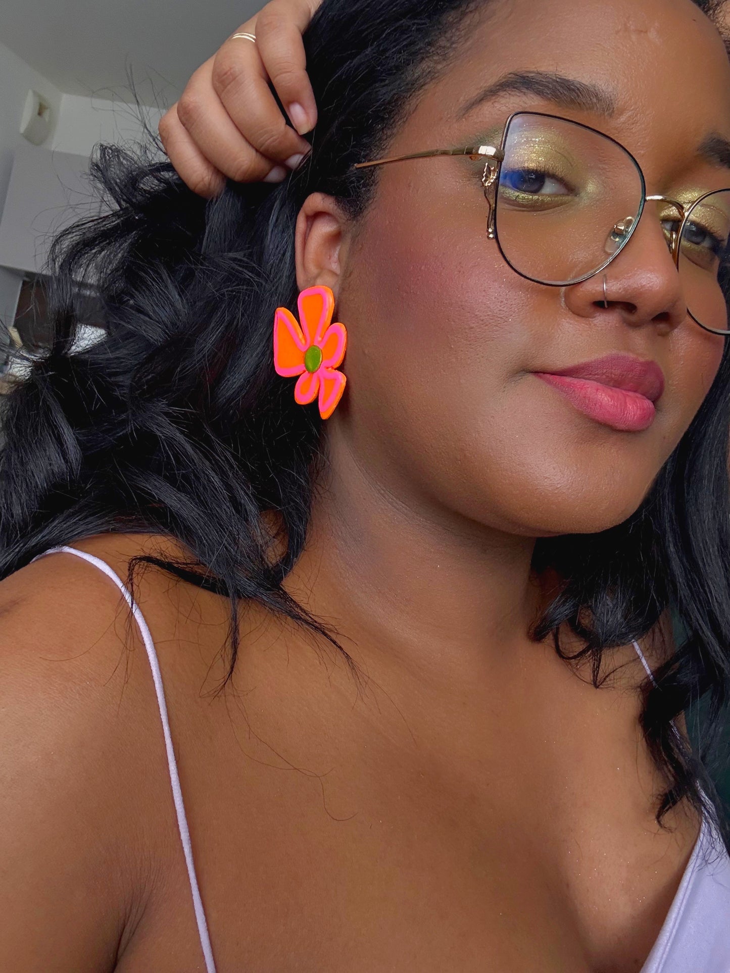 Polymer clay Groovy 70's Flowers "Flower power" 🌸- - Bijoux faits main en France – Créations artisanales uniques | Andreina Clay