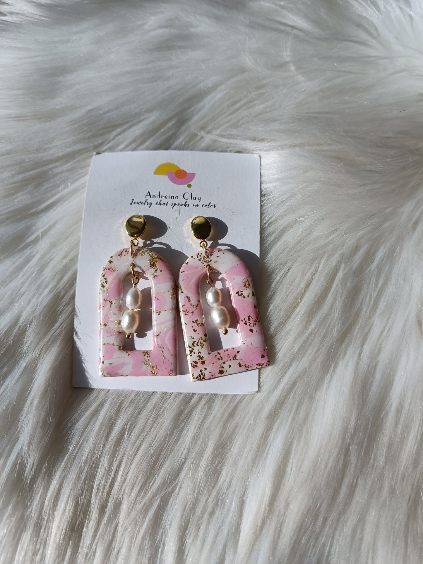 Flash Sale: Pearl dangles Polymer Clay Earrings - - Bijoux faits main en France – Créations artisanales uniques | Andreina Clay