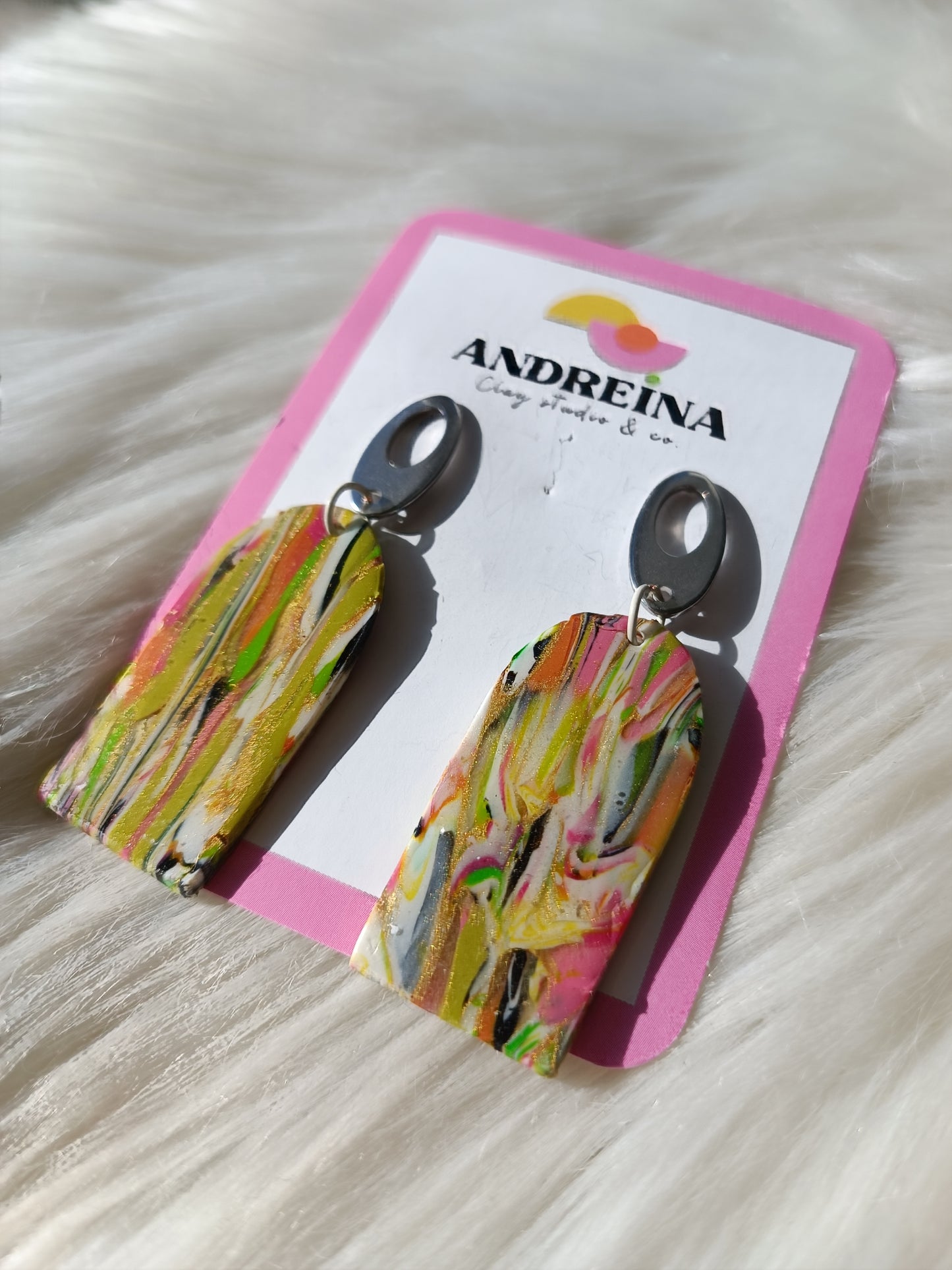 Special Deal: Geometric Stud Polymer Clay Earrings - Bijoux faits main en France – Créations artisanales uniques | Andreina Clay