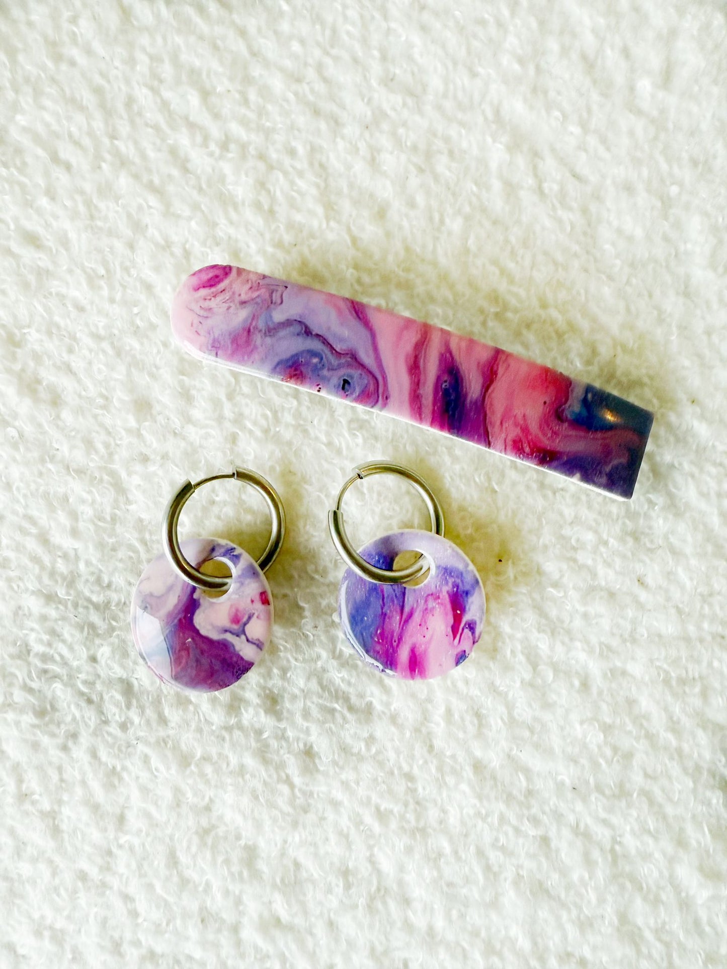 Match Parfait — Candy Marble 🍭Barrette Francaise- Bijoux faits main en France – Créations artisanales uniques | Andreina Clay