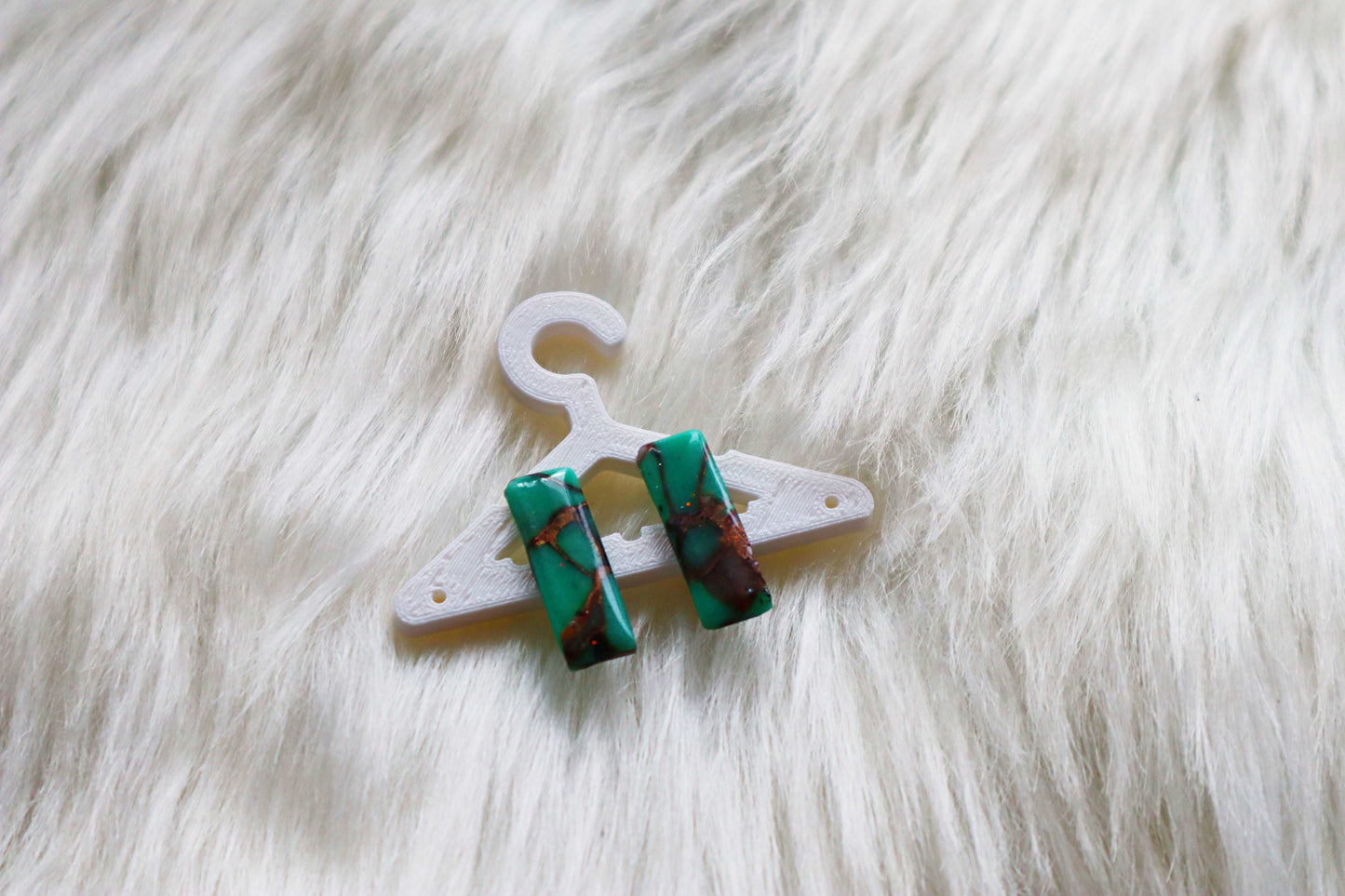 Turquoise Tranquility: Handcrafted Polymer Clay Earrings with Faux Gemstone Accents - Unique studs earrings