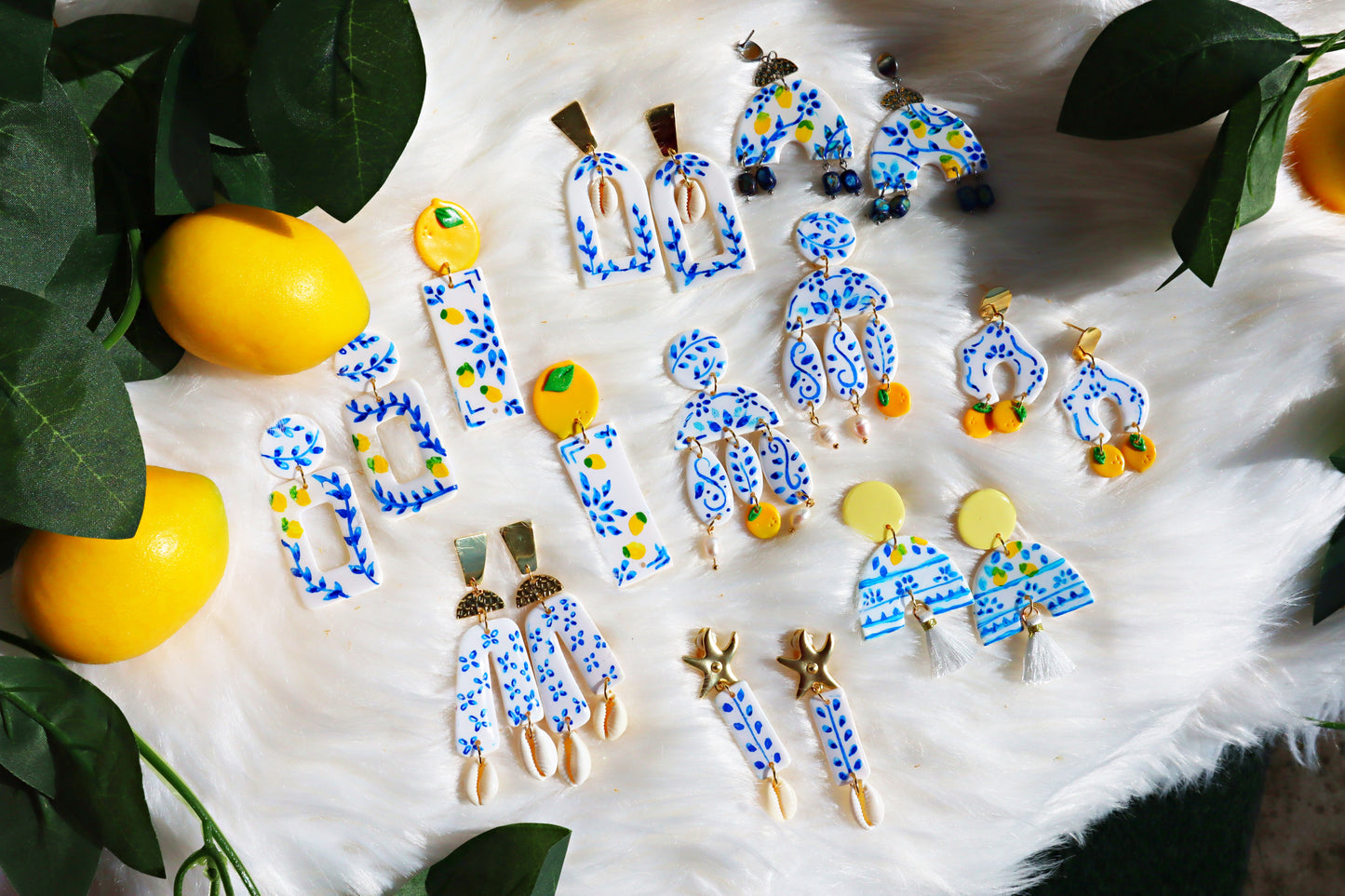 Dolce Vita 🍋 | Hand-Painted Polymer Clay Earrings Inspired by the Italian Coast