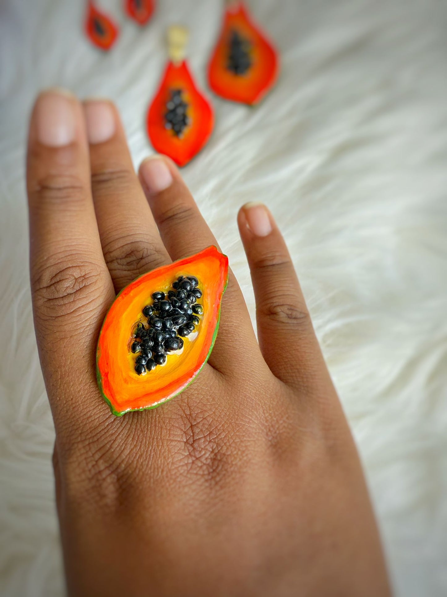 Collection Mini – Papaya Obsession 🍃 bijoux tropicaux faits main en pâte polymère - Andreina Clay