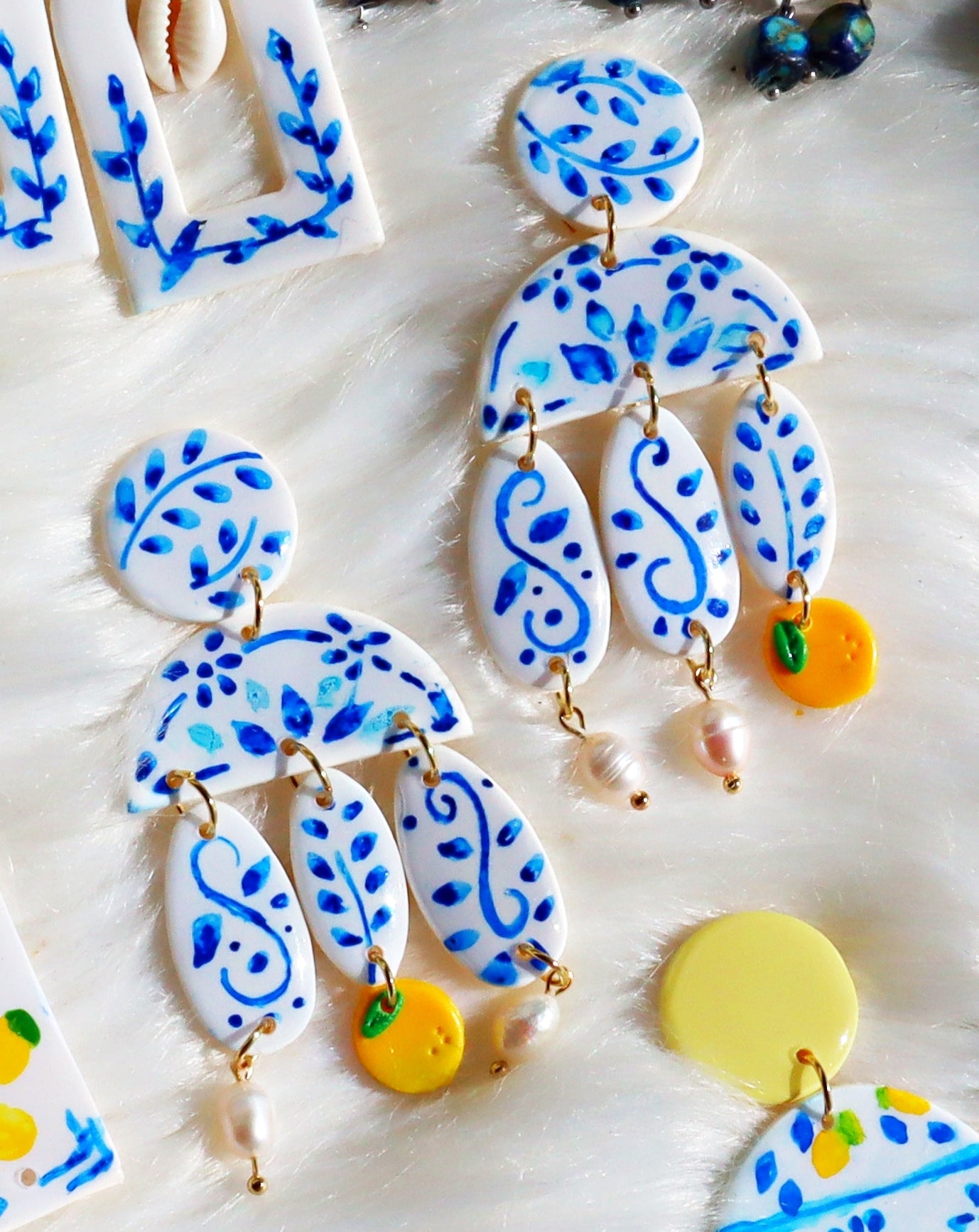 Dolce Vita 🍋 | Hand-Painted Polymer Clay Earrings Inspired by the Italian Coast