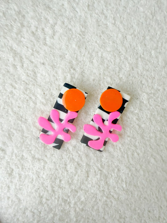 Limited Edition Collection: Matisse-Inspired "Coral Fusion" Polymer Clay Earrings