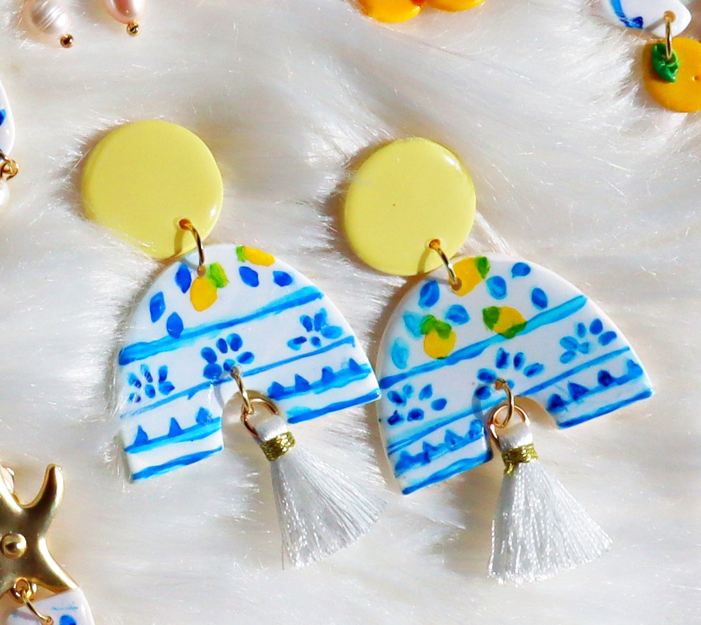 Dolce Vita 🍋 | Hand-Painted Polymer Clay Earrings Inspired by the Italian Coast