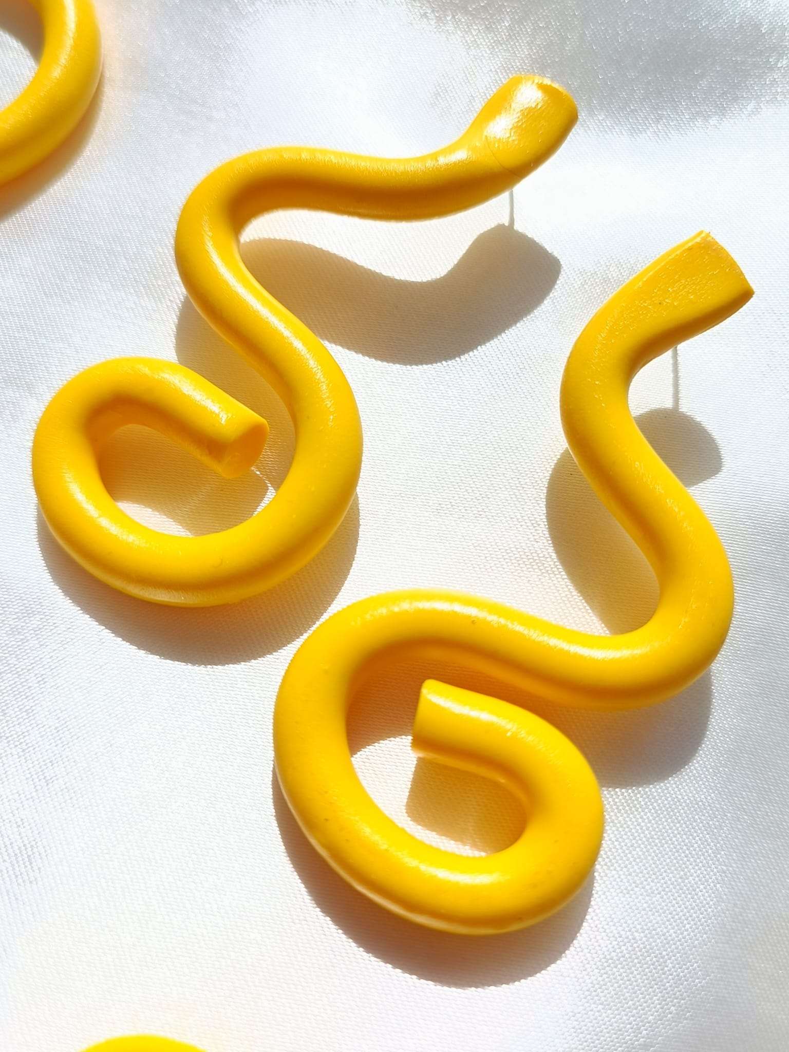 Yellow squiggled Polymer Clay Earrings