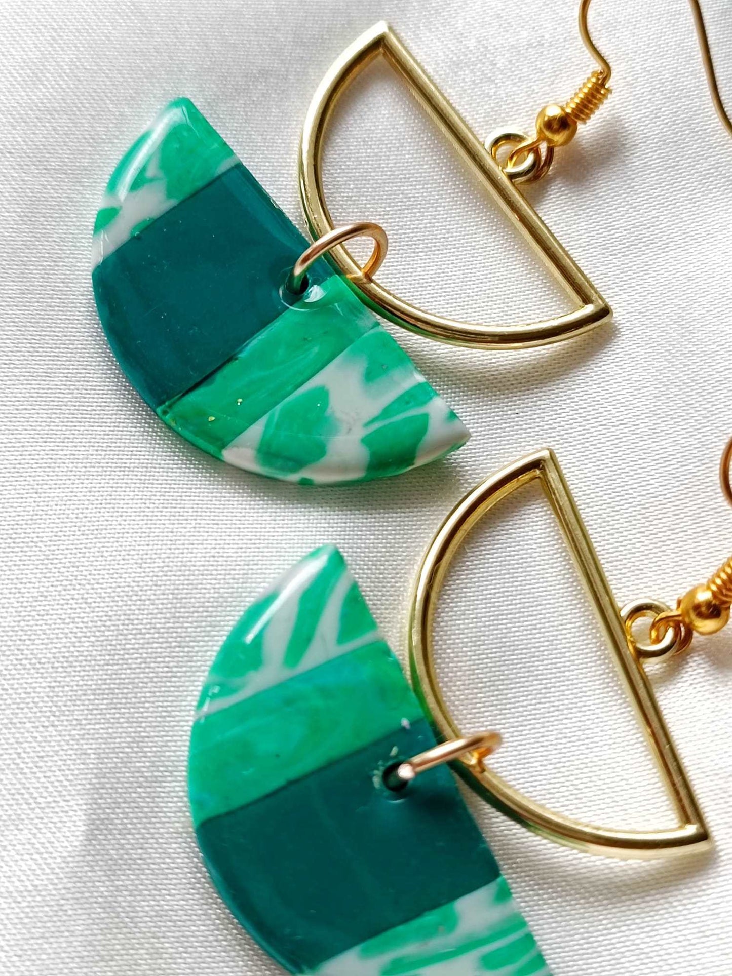 Coated marble (Emerald green marble) - Summer Polymer Clay Earrings