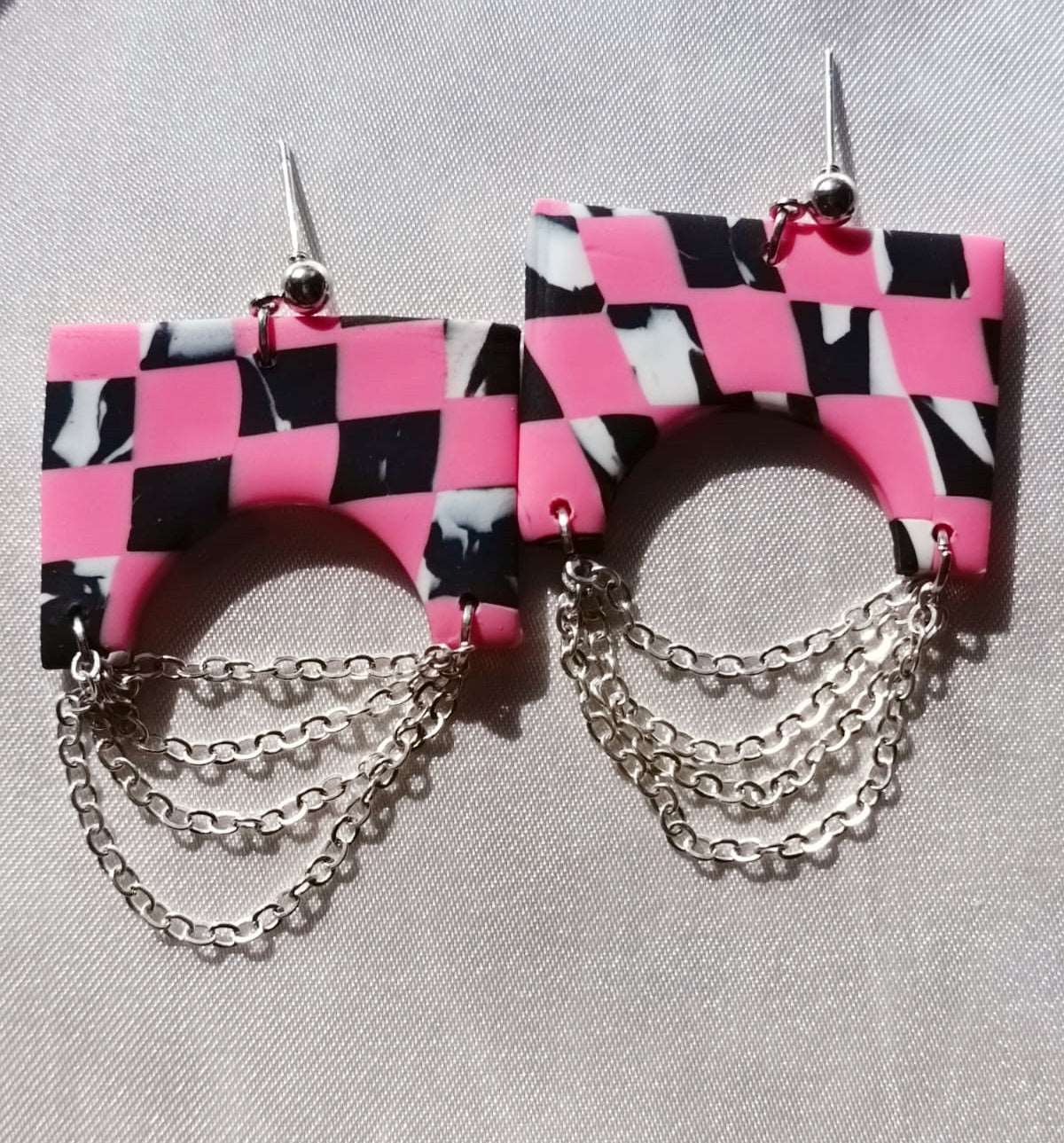 Chained polymer clay earrings -  Athaliah