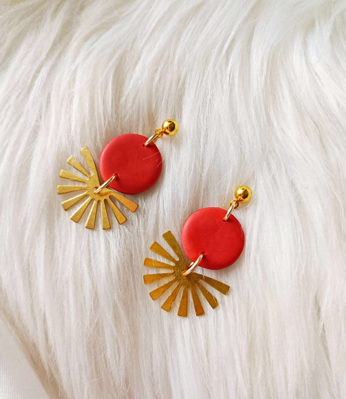 Terracotta Polymer clay earrings - SOLARIS - Minimalist polymer clay earrings