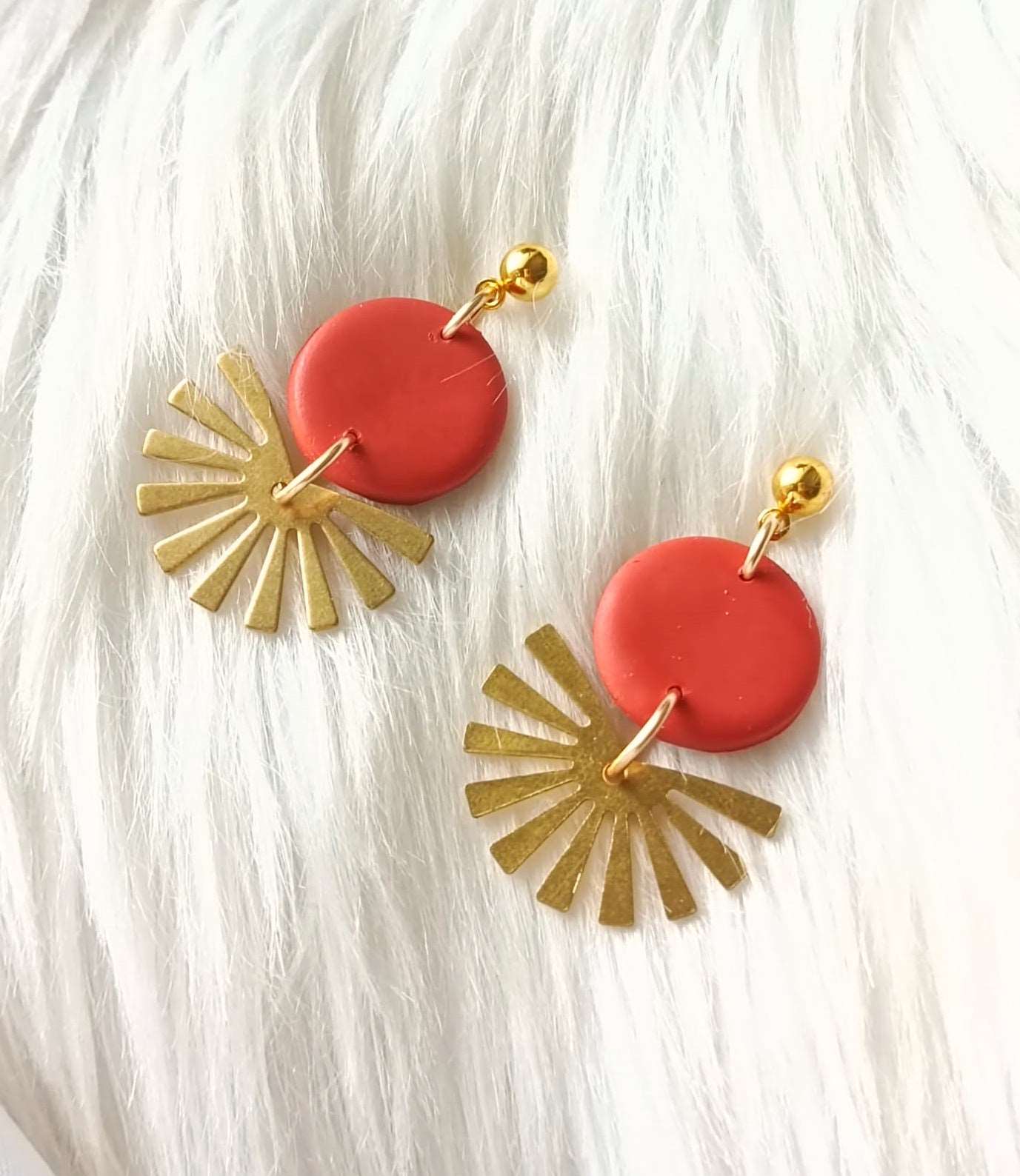 Terracotta Polymer clay earrings - SOLARIS - Minimalist polymer clay earrings