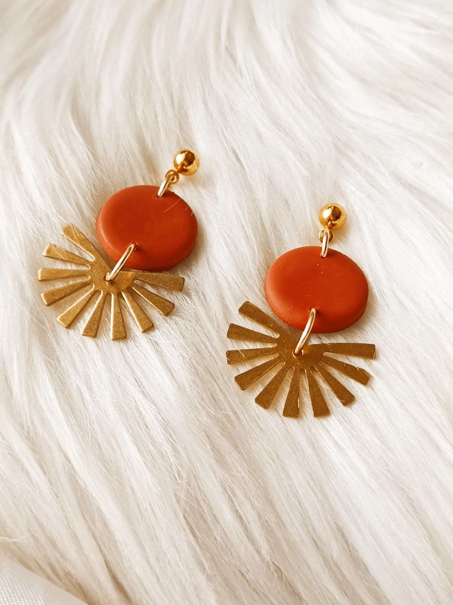 Terracotta Polymer clay earrings - SOLARIS - Minimalist polymer clay earrings