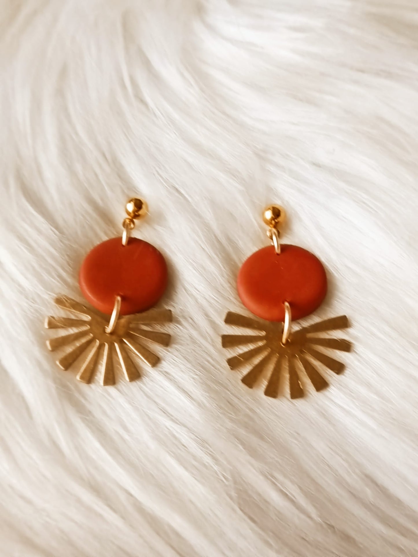 Terracotta Polymer clay earrings - SOLARIS - Minimalist polymer clay earrings