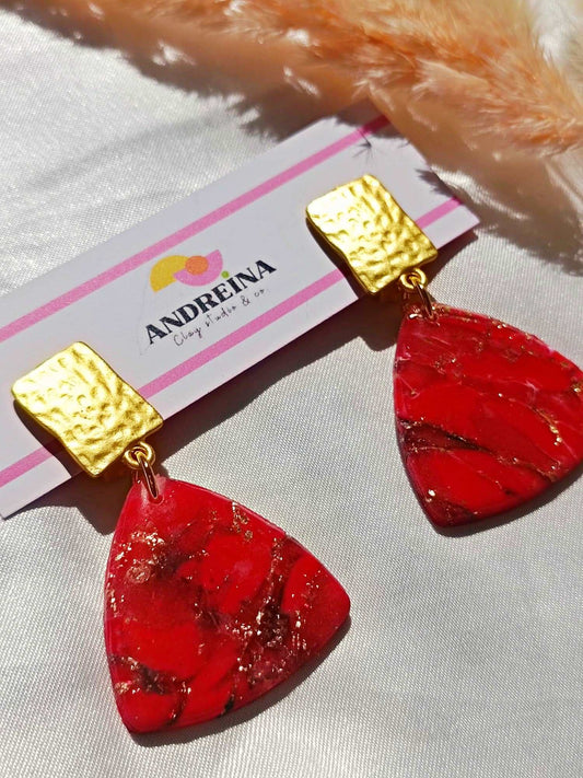 Ruby-Inspired Polymer Clip-On Earrings: Stainless Steel Fermoir, Faux Gemstone Design – Stylish, Hypoallergenic Jewelry for Fashion Enthusiasts!