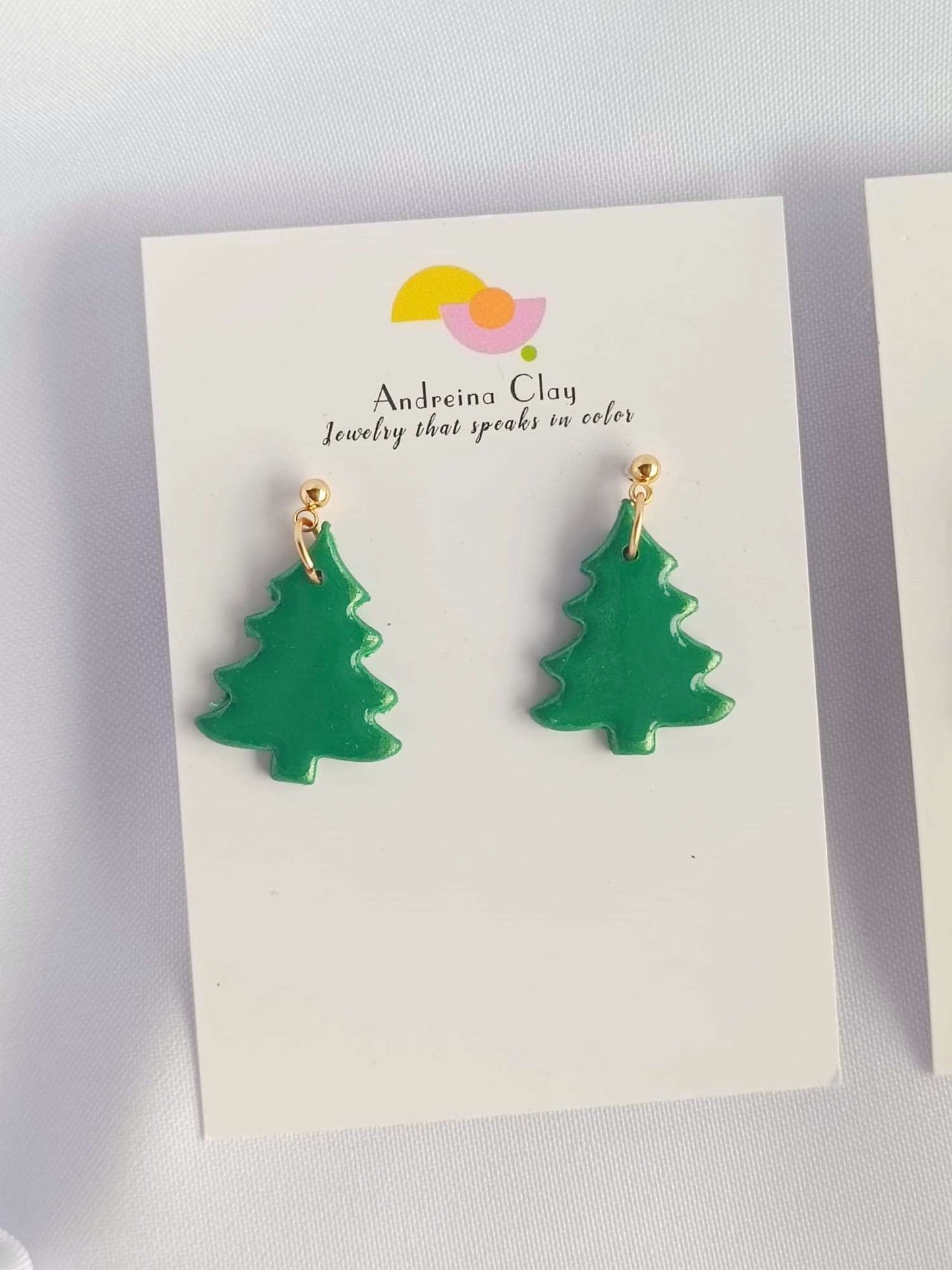 Christmas trees dangle earrings - Polymer clay holiday earrings