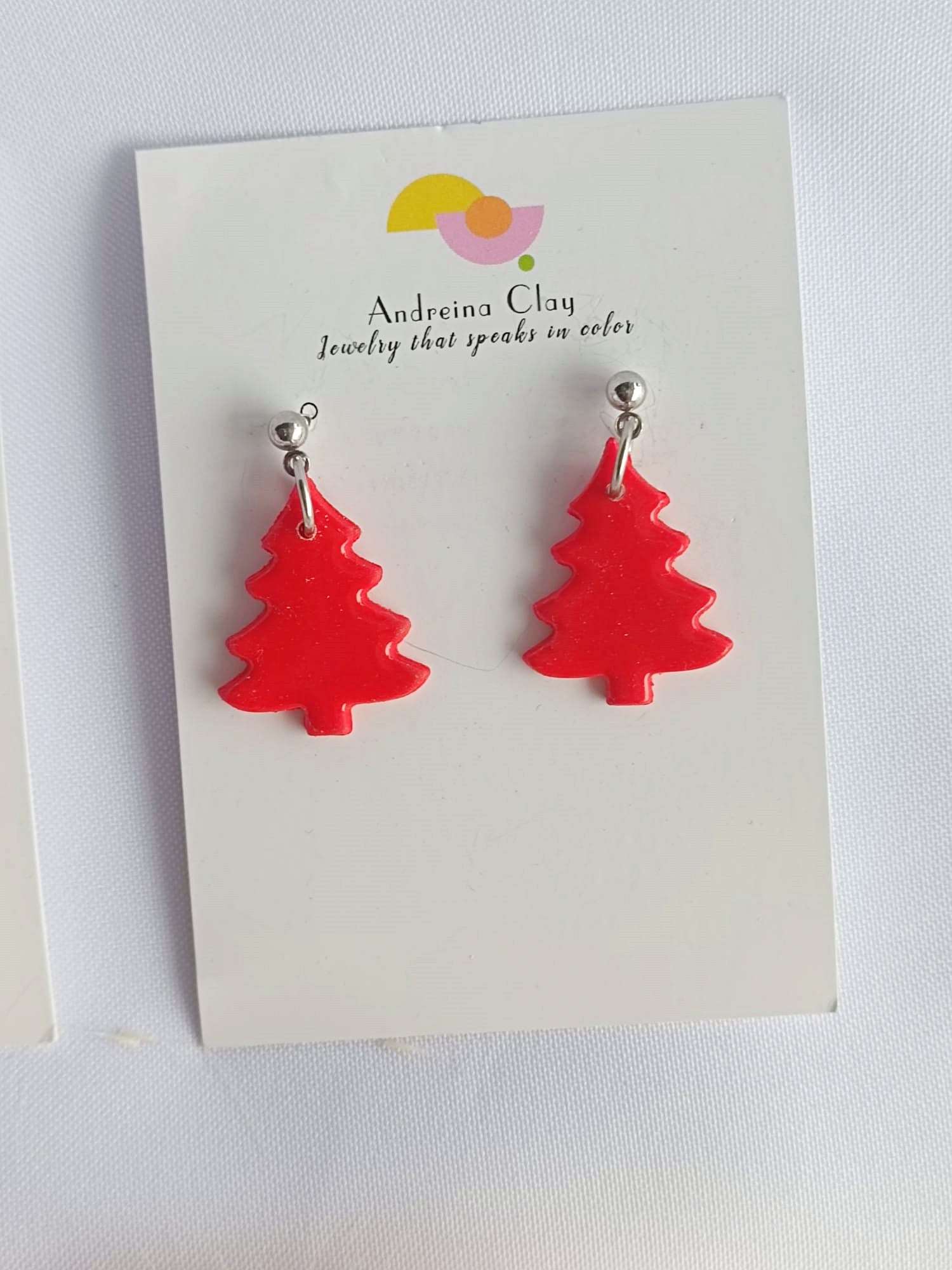 Christmas trees dangle earrings - Polymer clay holiday earrings