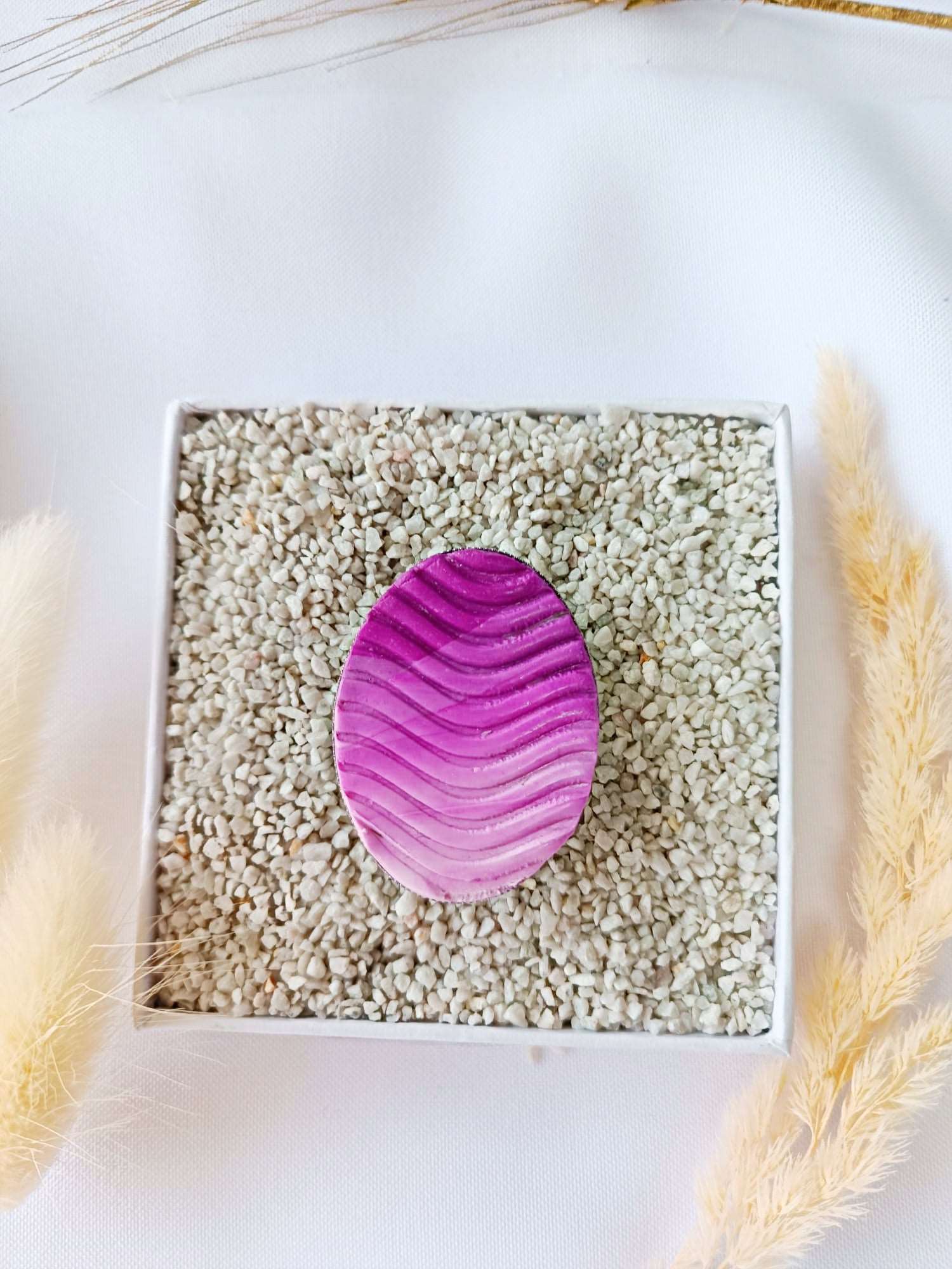 Bold Ombre purple Polymer clay ring - Sculpted Elegance: Stainless Steel Adjustable Ring with Artisan Polymer Clay Stone