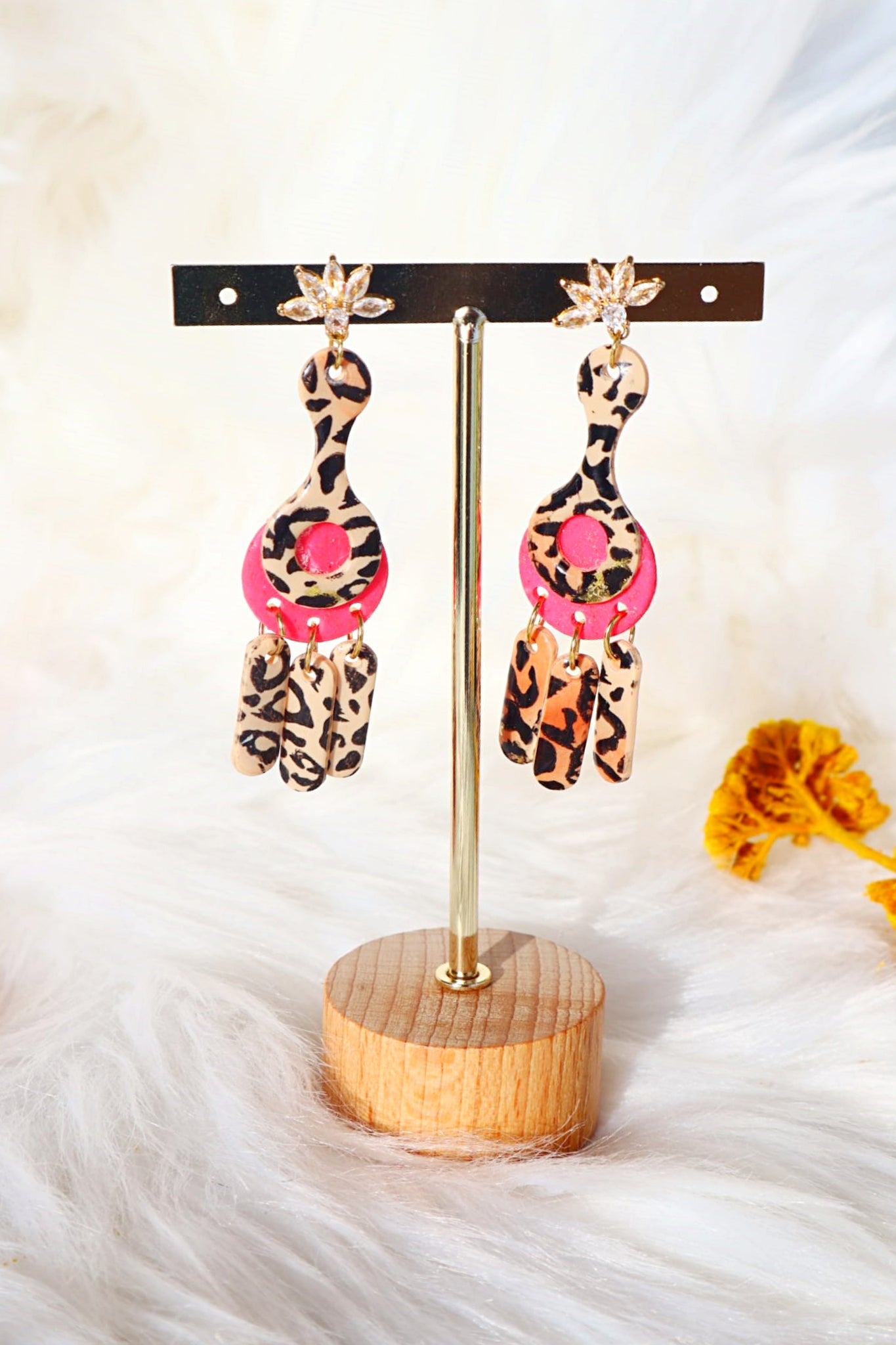 Limited Edition Collection: Animal print inspired "Wild dreams" Polymer Clay Earrings - Trendy leopard print earrings.