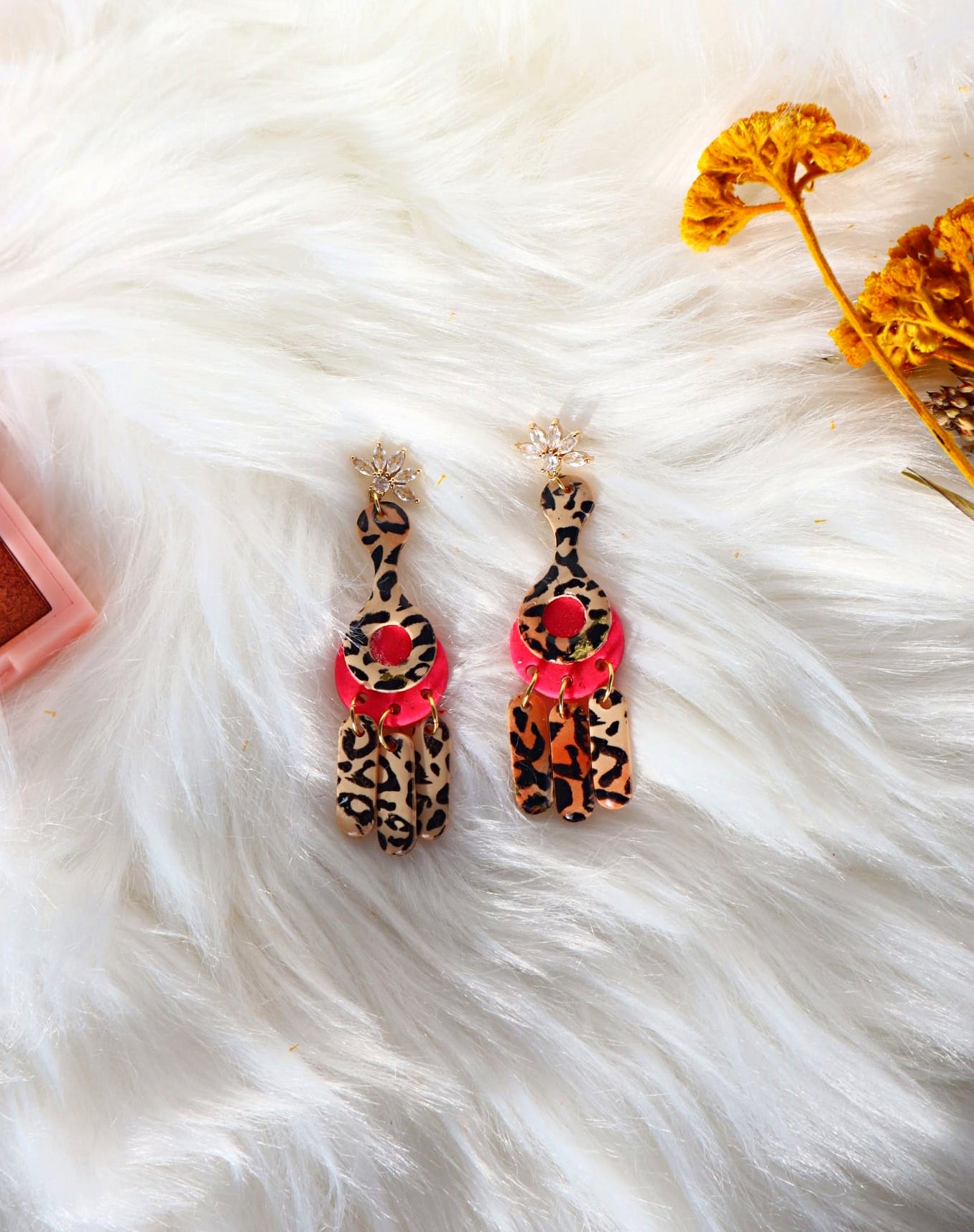 Limited Edition Collection: Animal print inspired "Wild dreams" Polymer Clay Earrings - Trendy leopard print earrings.