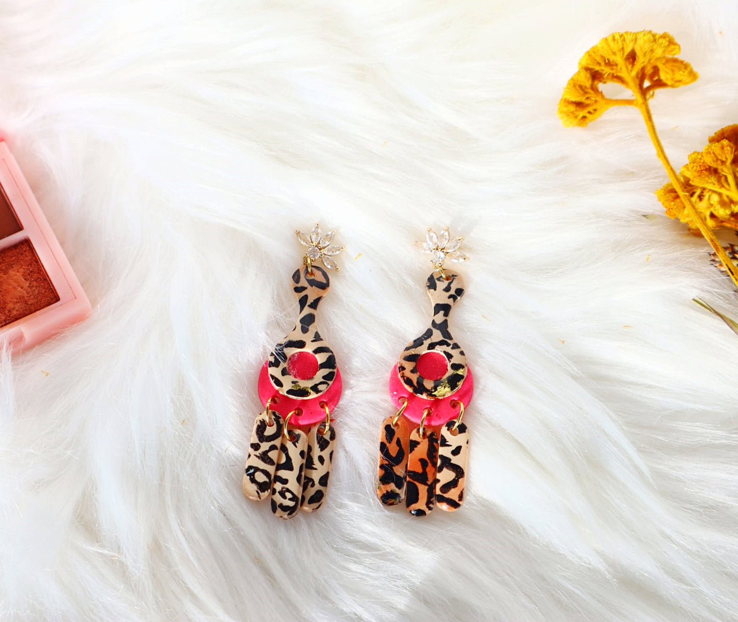 Limited Edition Collection: Animal print inspired "Wild dreams" Polymer Clay Earrings - Trendy leopard print earrings.