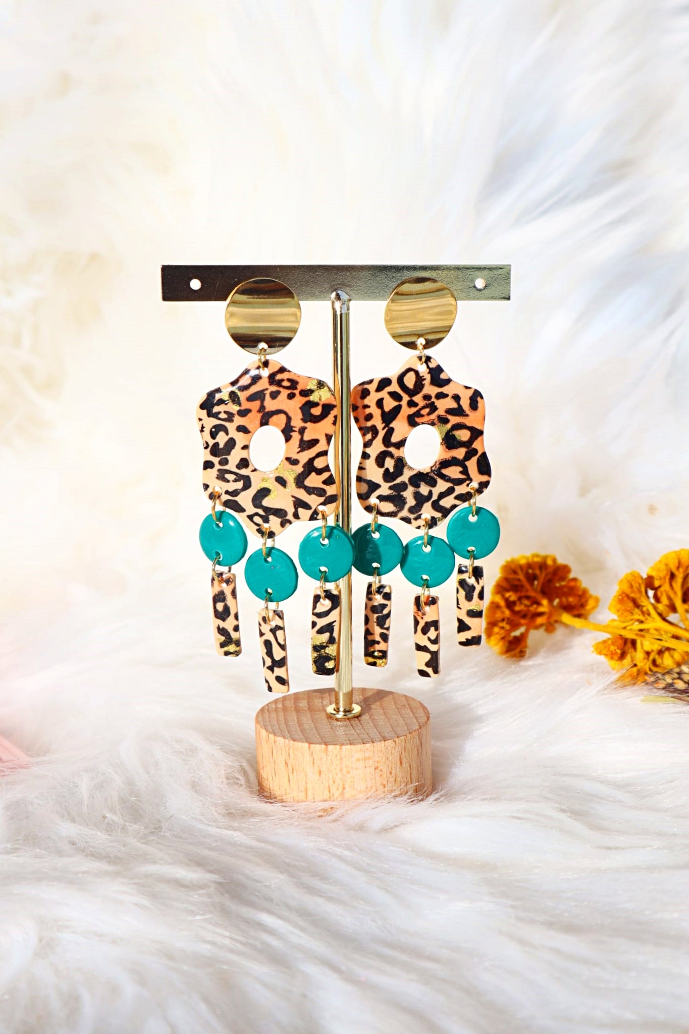 Limited Edition Collection: Animal print inspired "Wild dreams" Polymer Clay Earrings - Trendy leopard print earrings.