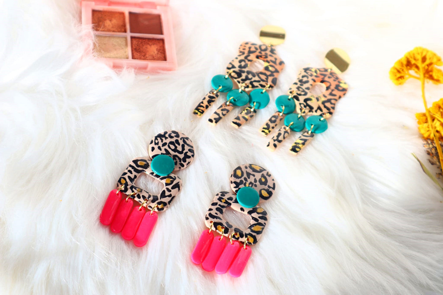 Limited Edition Collection: Animal print inspired "Wild dreams" Polymer Clay Earrings - Trendy leopard print earrings.