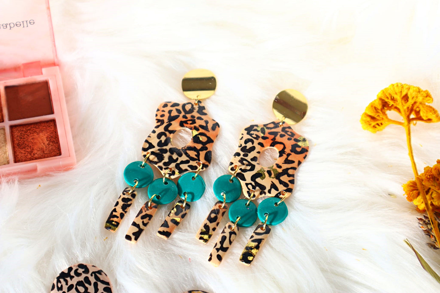 Limited Edition Collection: Animal print inspired "Wild dreams" Polymer Clay Earrings - Trendy leopard print earrings.