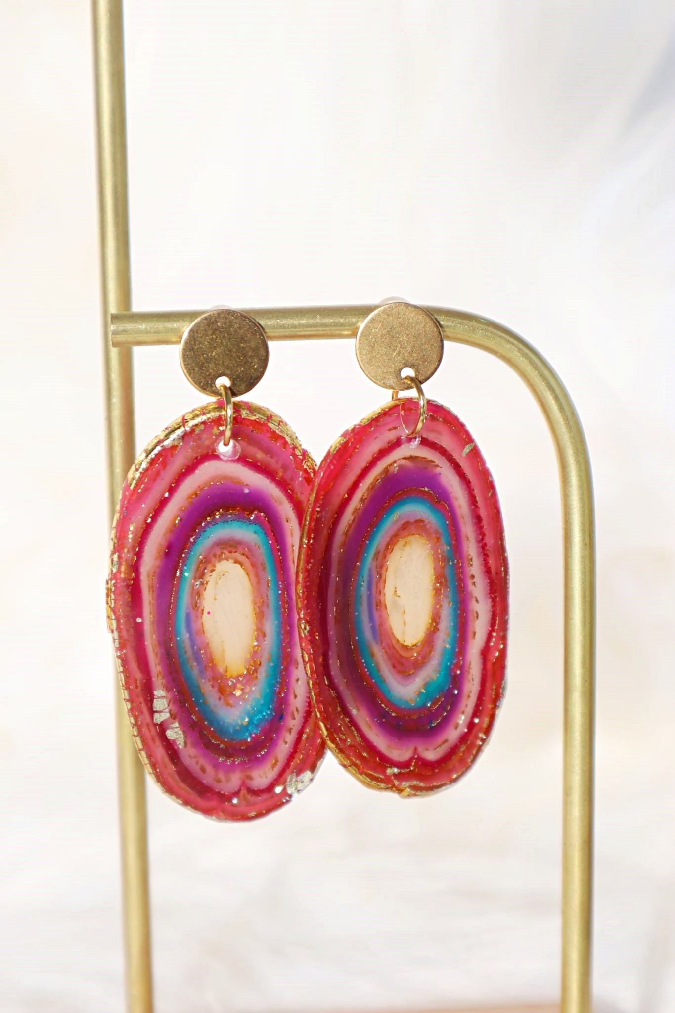 Limited Edition Collection: Nature inspired "Amethyste agatée" Polymer Clay Earrings.