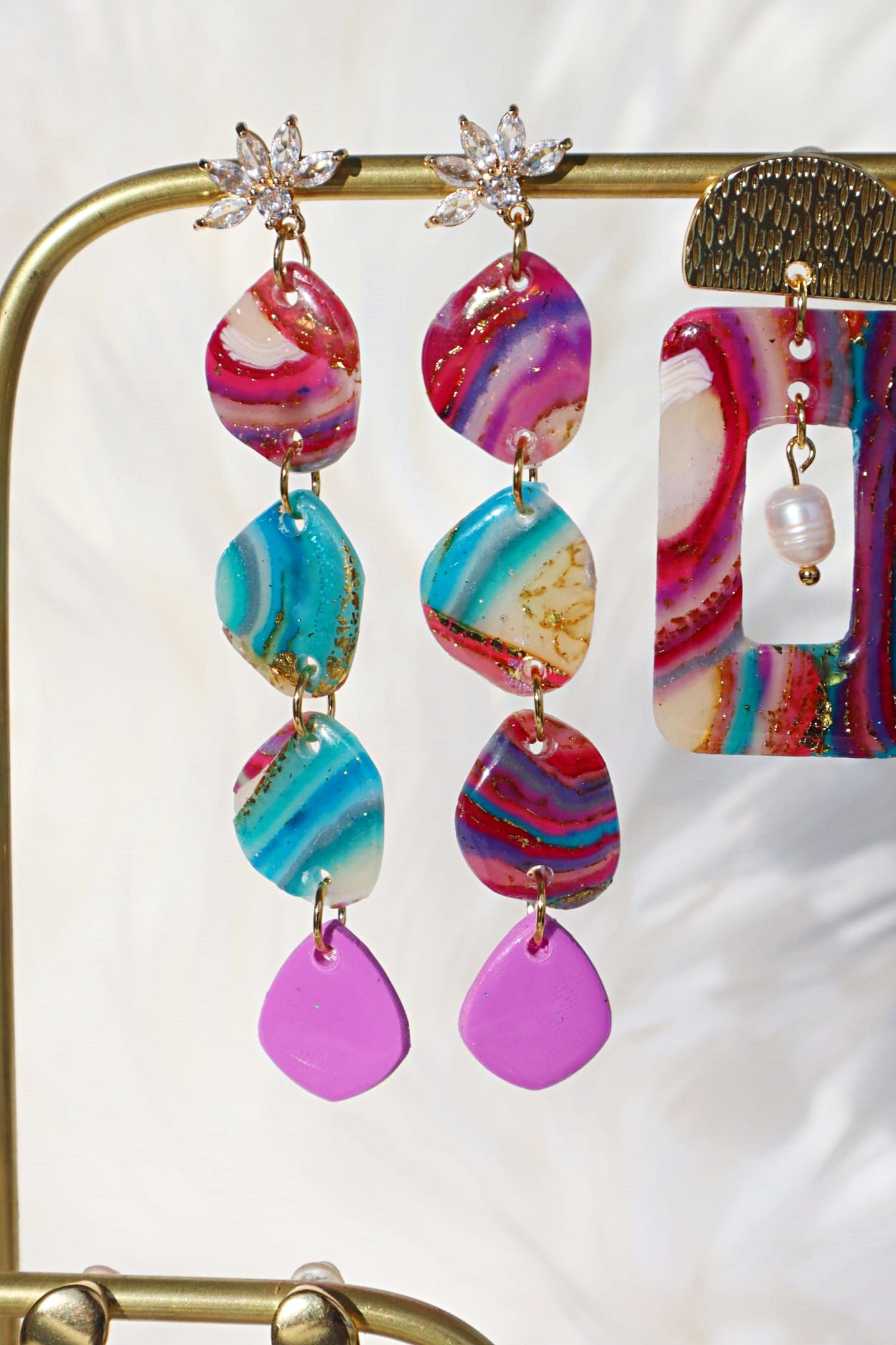 Limited Edition Collection: Nature inspired "Amethyste agatée" Polymer Clay Earrings.