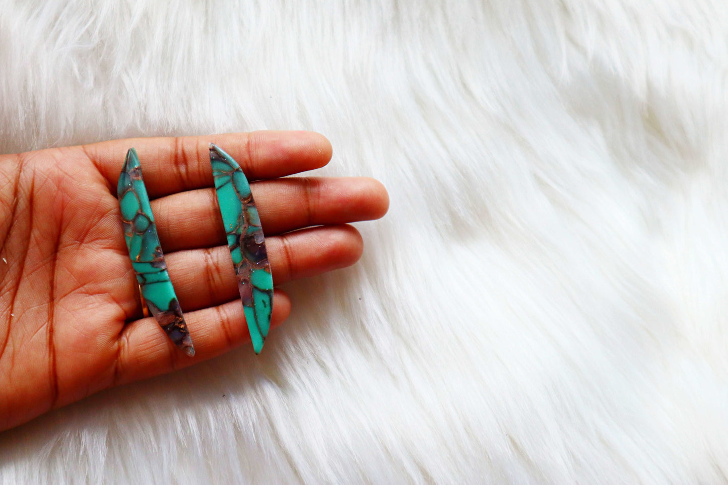 Celestial Turquoise Charms: Artisan Polymer Clay Earrings with Faux Stone Accents