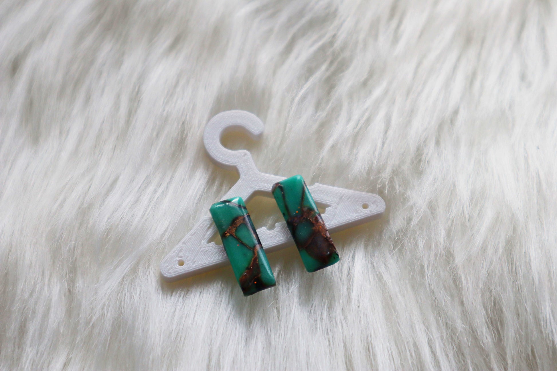 Turquoise Tranquility: Handcrafted Polymer Clay Earrings with Faux Gemstone Accents - Unique  studs earrings