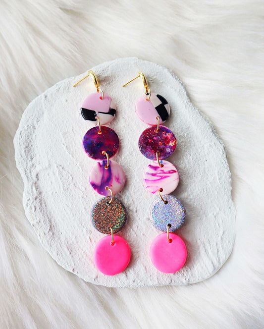 Elevate Your Style with Abstract Polymer Clay Dangle Earrings | Handcrafted Unique Designs with Stainless Steel Hardware