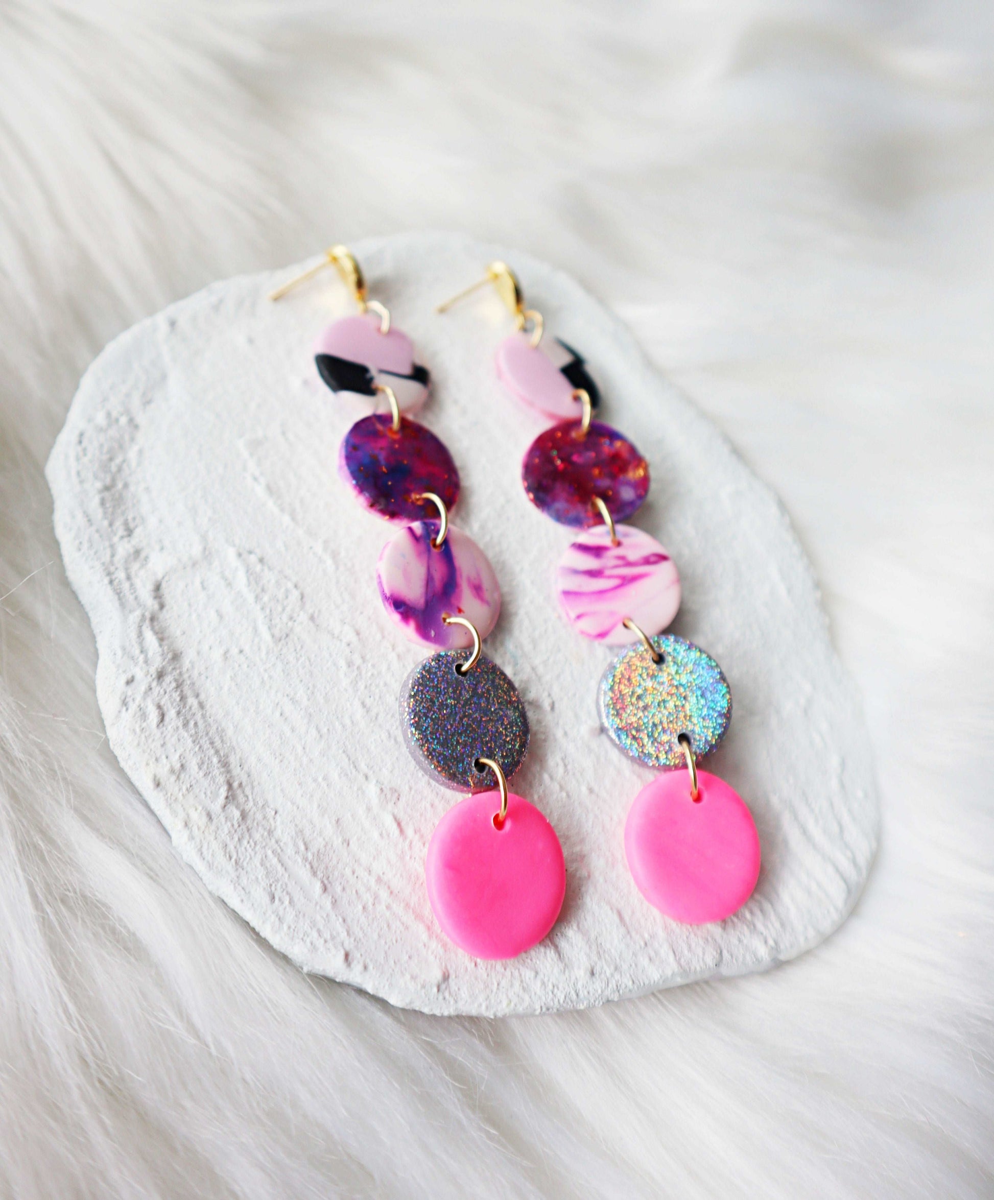 Elevate Your Style with Abstract Polymer Clay Dangle Earrings | Handcrafted Unique Designs with Stainless Steel Hardware