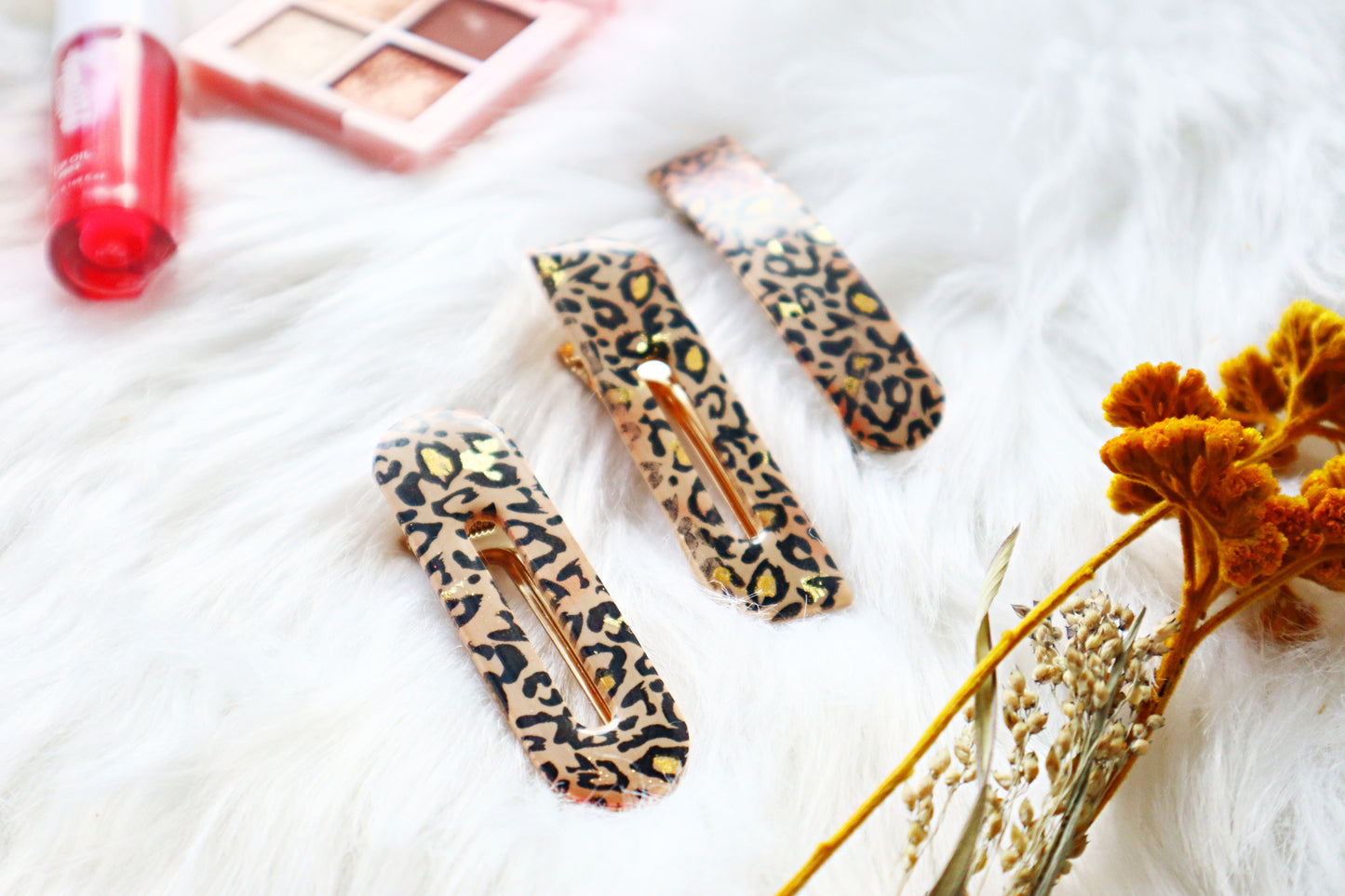 Handcrafted Polymer Clay Hair Barrettes -Unique Trendy Barrettes - Handmade leopard print polymer clay Barrettes