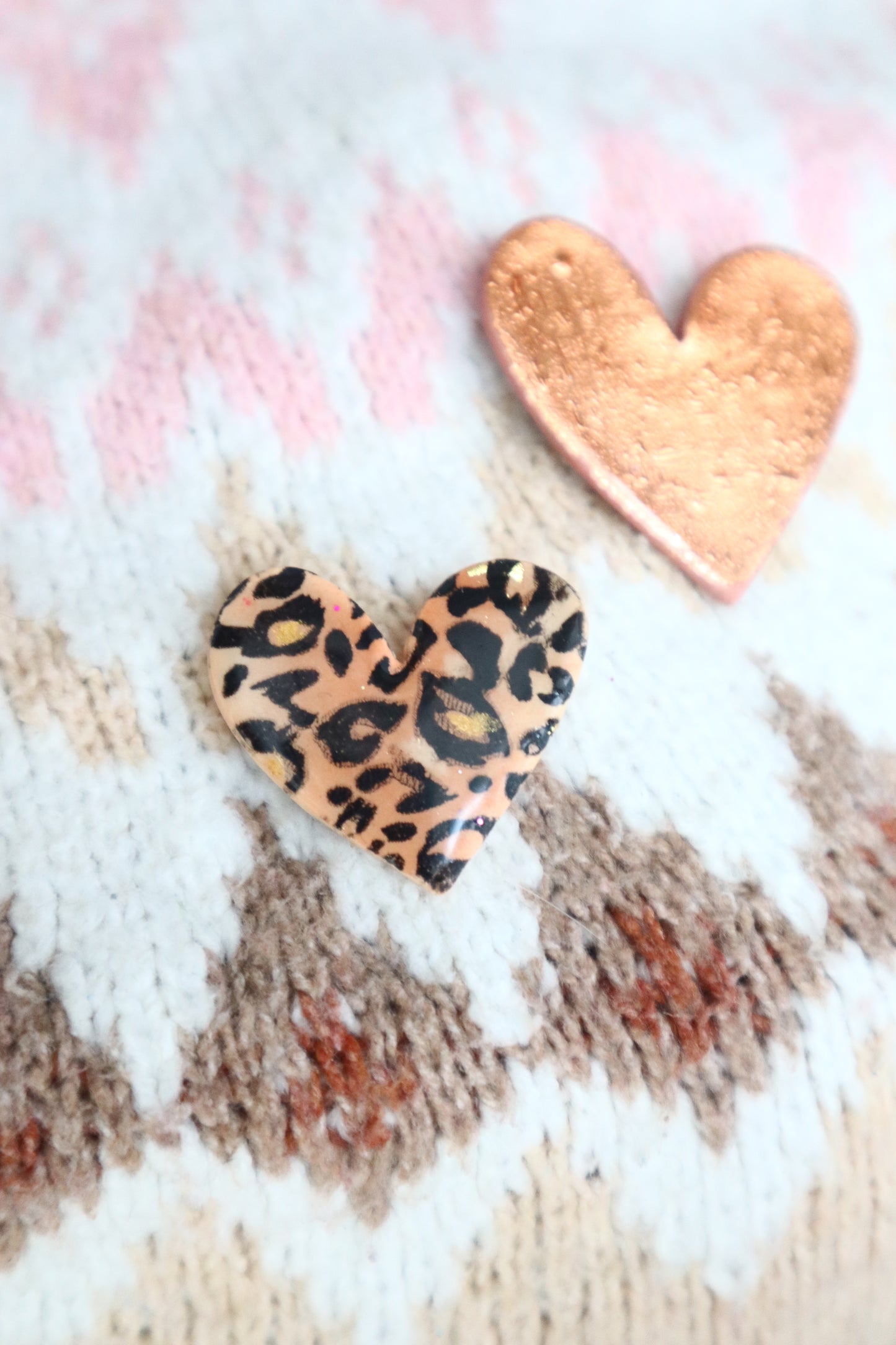 Colorful Handcrafted Heart-Shaped Large Polymer Clay Brooches - Fashion broches -  Leopard print Pins