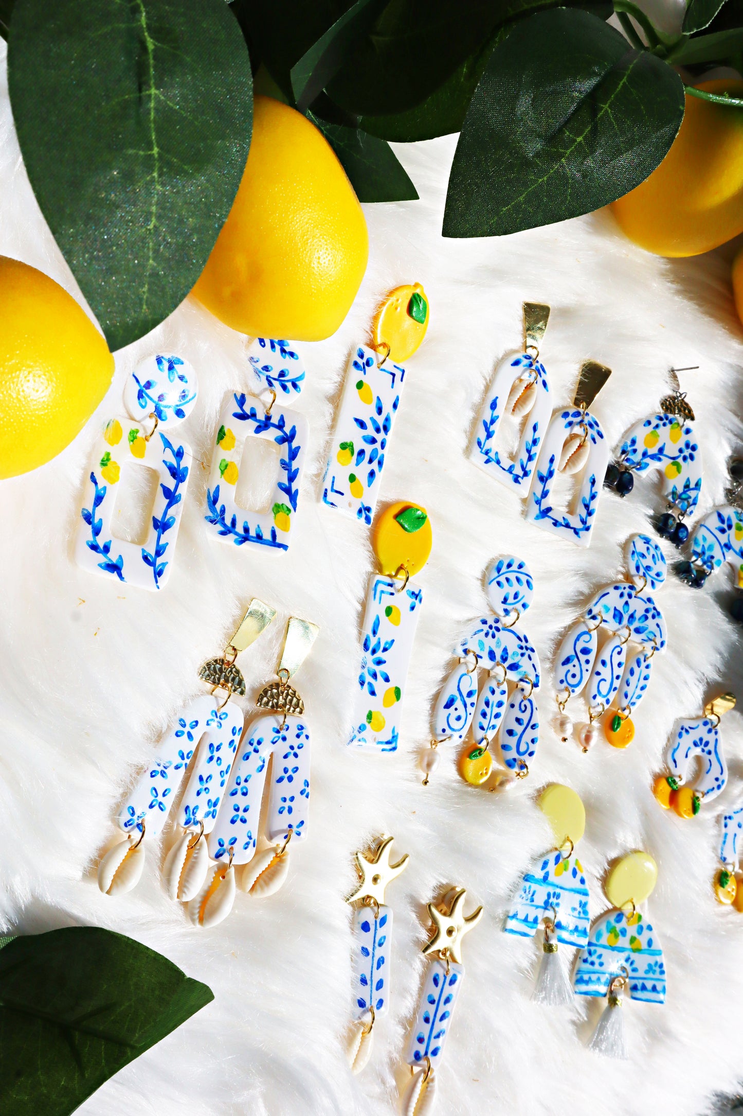 Dolce Vita 🍋 | Hand-Painted Polymer Clay Earrings Inspired by the Italian Coast