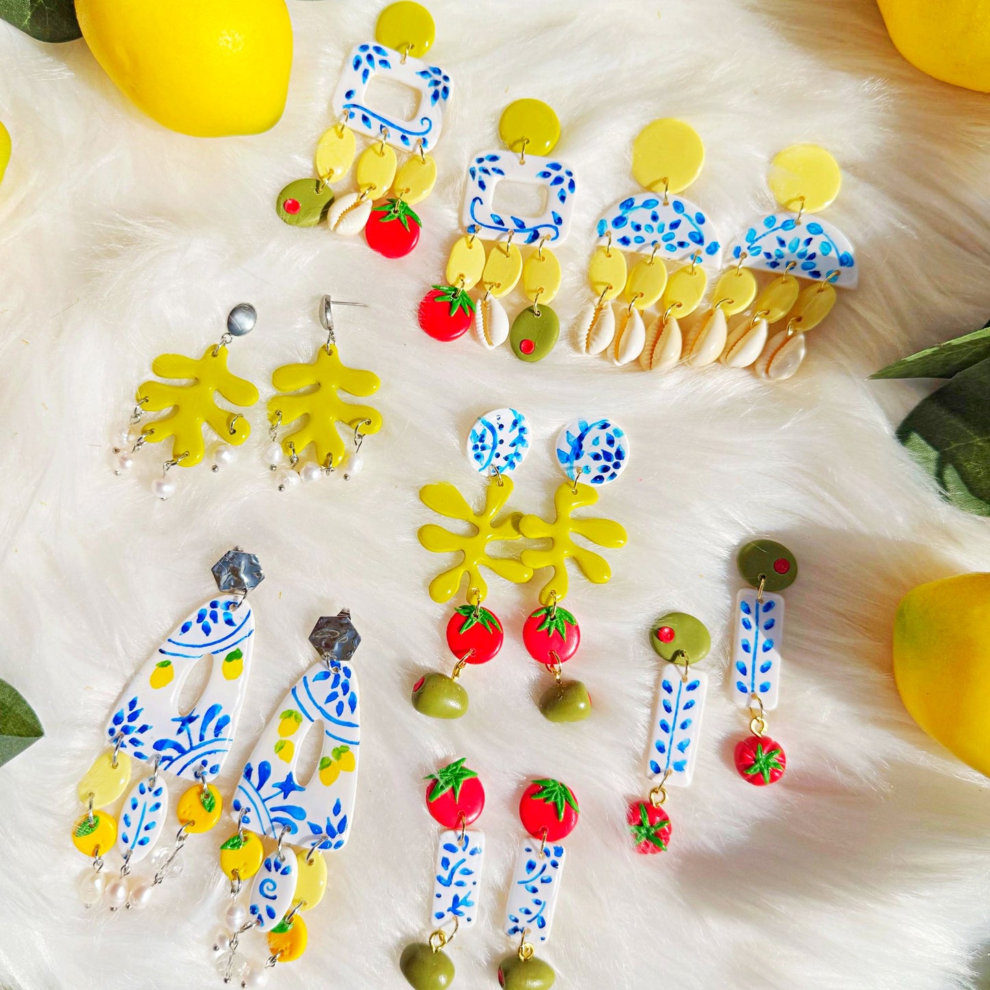 Dolce Vita 🍋 | Hand-Painted Polymer Clay Earrings Inspired by the Italian Coast
