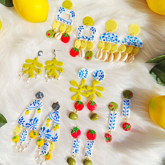 Dolce Vita 🍋 | Hand-Painted Polymer Clay Earrings Inspired by the Italian Coast