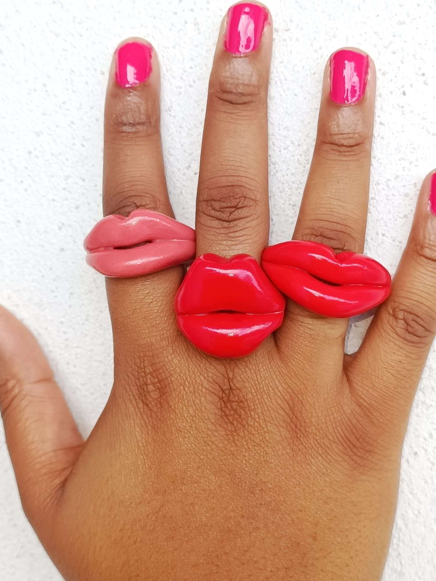 CHUNKY POLYMER CLAY LIPS - Style Ring Retro Rings