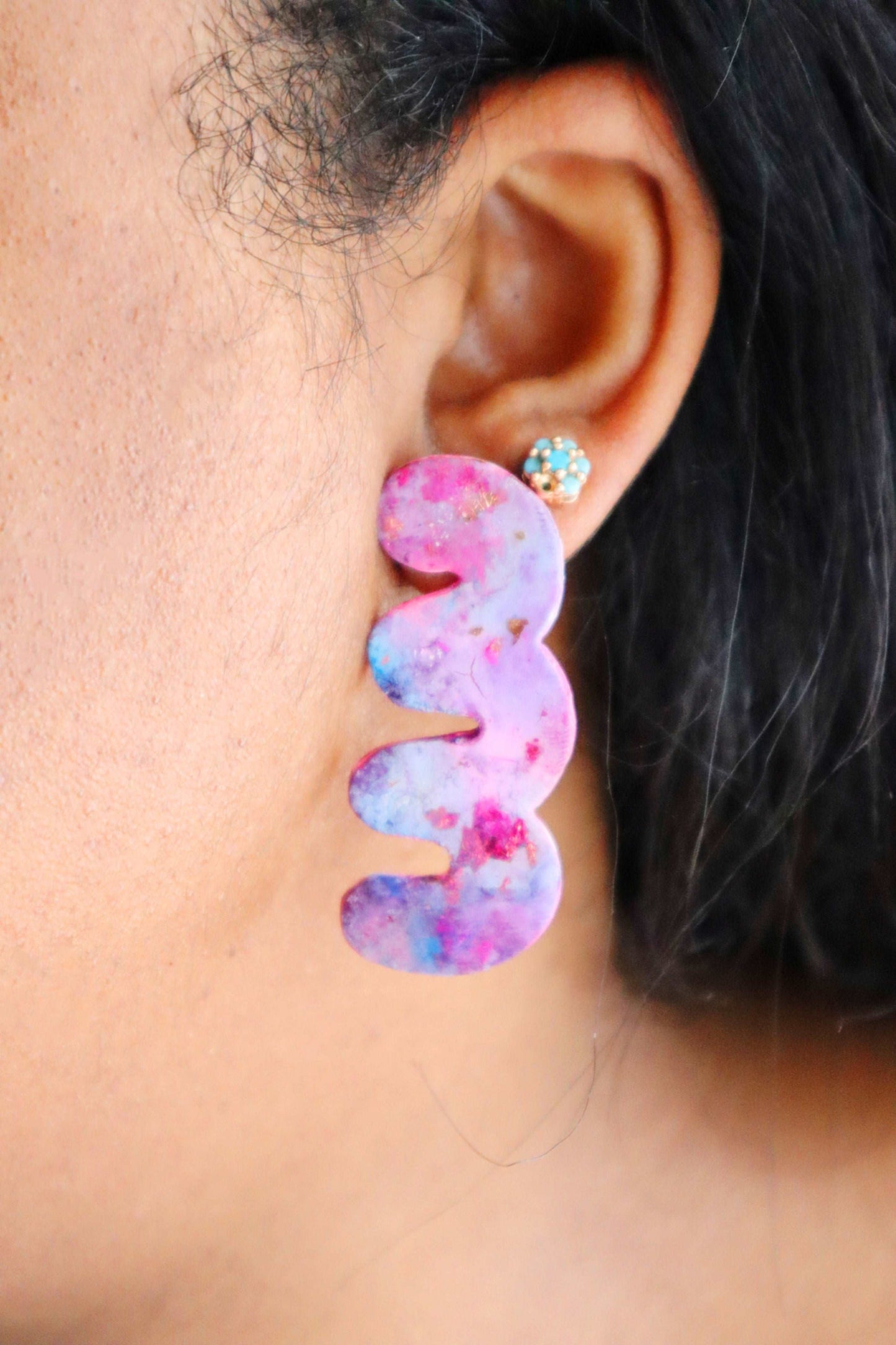 Celestial Treasures- Andromeda- Cosmos Collection Polymer Clay Earrings, Artisan Crafted: Unique Studs