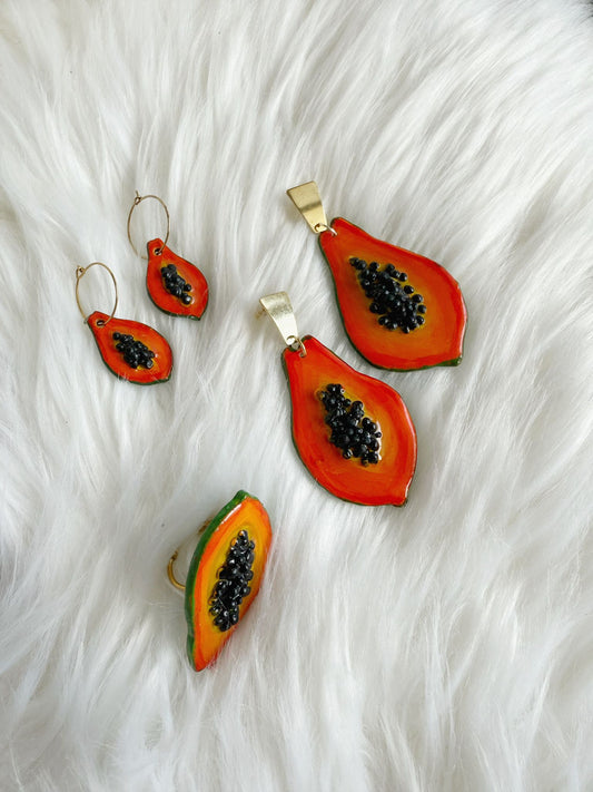 Collection Mini – Papaya Obsession 🍃 bijoux tropicaux faits main en pâte polymère - Andreina Clay