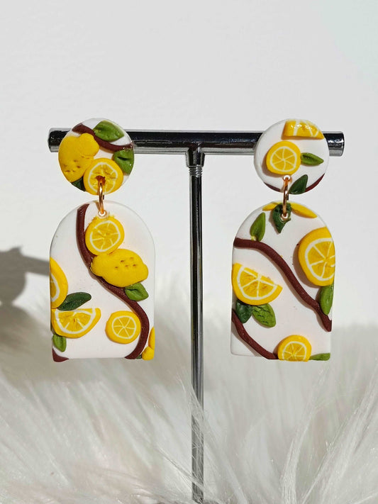 Lemon garden: Boucles d'oreilles faites en pâte polymère a la main en France. Clay earrings made in France.