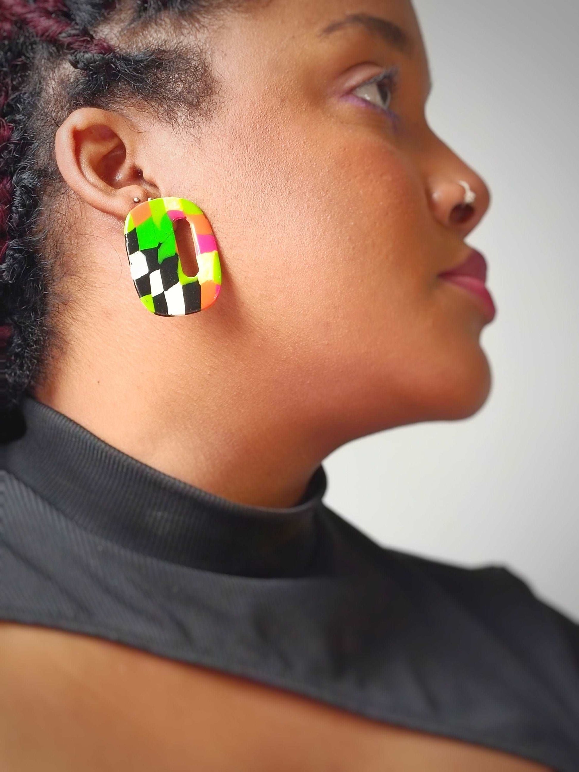 STUDS/ Abstract earring / Retro earring / Delicate jewelry / Unique gift / Statement earring / Abstract earring / Bridesmaid gift / 60s 70s