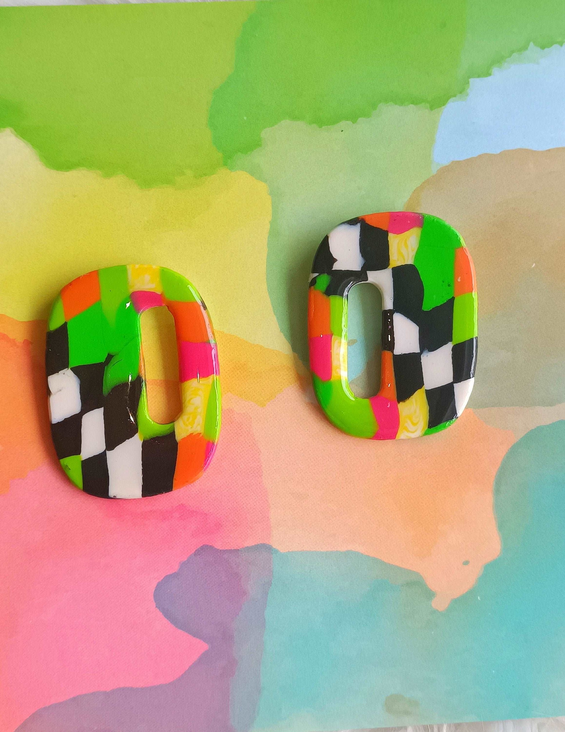 STUDS/ Abstract earring / Retro earring / Delicate jewelry / Unique gift / Statement earring / Abstract earring / Bridesmaid gift / 60s 70s