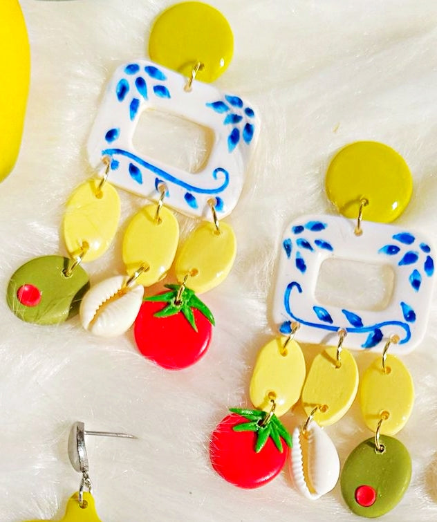 Dolce Vita 🍋 | Hand-Painted Polymer Clay Earrings Inspired by the Italian Coast